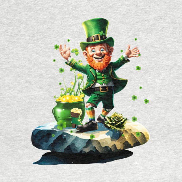 Funny happy  leprechaun with rainbow by Nicky2342